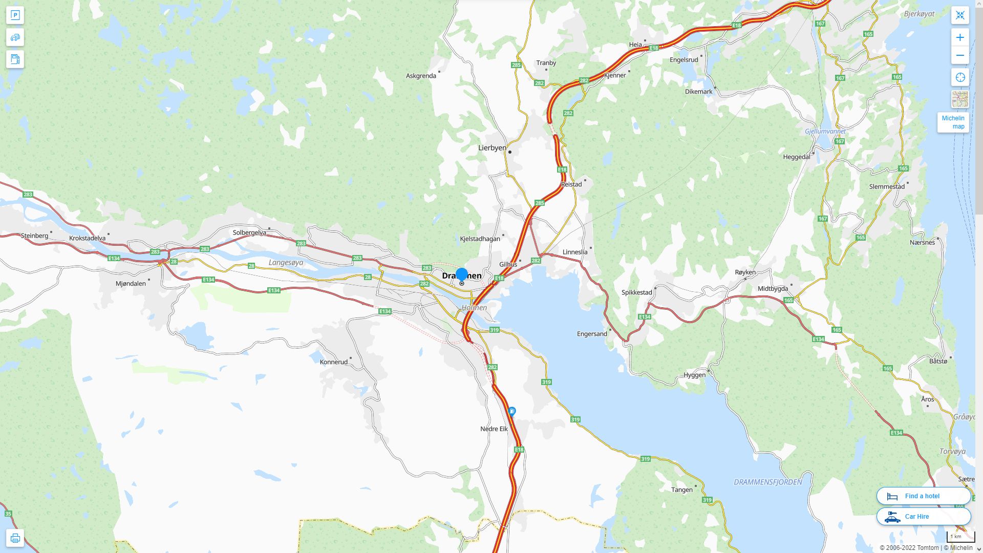Drammen Highway and Road Map